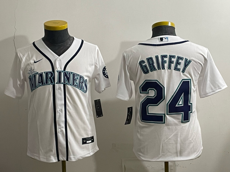 youth 2026 Seattle Mariners #24 Griffey white Nike MLB Jersey 005
